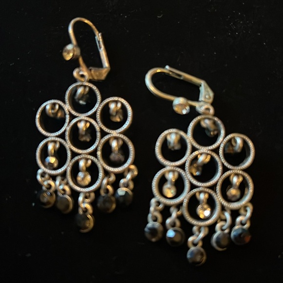 Dangly Black , Silver, & Clear Earrings - Picture 16 of 17